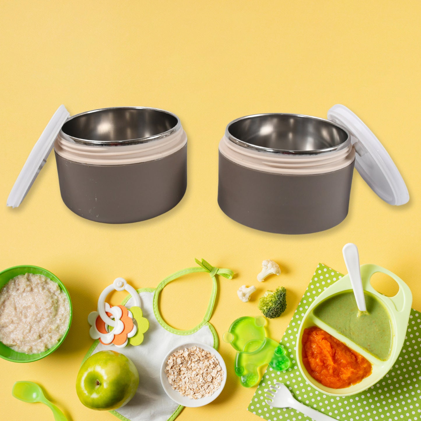 8147 Ganesh Smart Stack 2 Layer Protable Lunch Box Stainless Steel Airtight Leak-proof Lunch Box For Office School Picnic - Color May Vary - Springkart