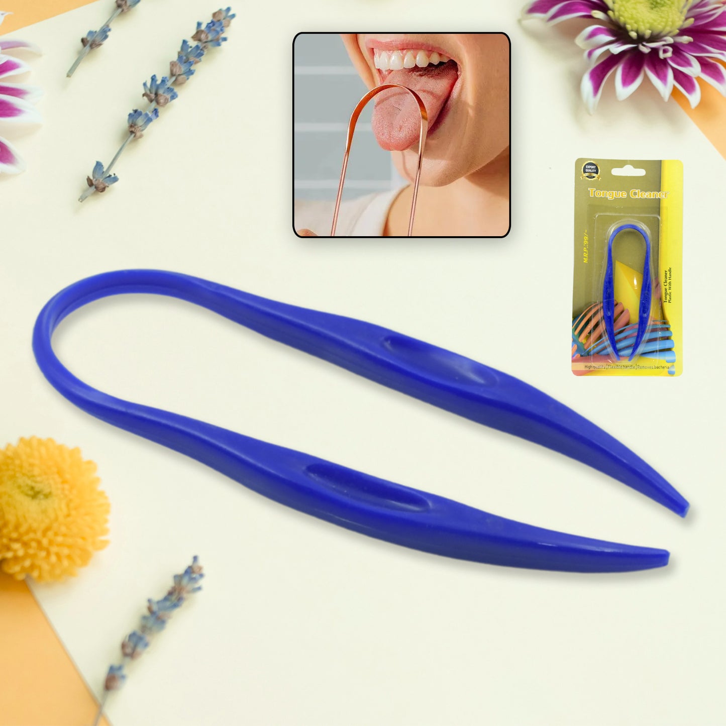 Plastic Tongue Cleaner For Kids Adults Tongue Scraper For Bad Breath Maintain Oral Hygiene For Daily Use For Fresh Breath Bacteria Removal Improved Taste Plastic With Handle Tongue Cleaner (1 Pc ) - Springkart