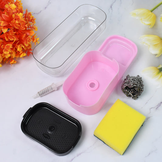 2 In 1 Plastic Dish Soap Liquid Dispenser Sponge Holder (1 Set) - Springkart