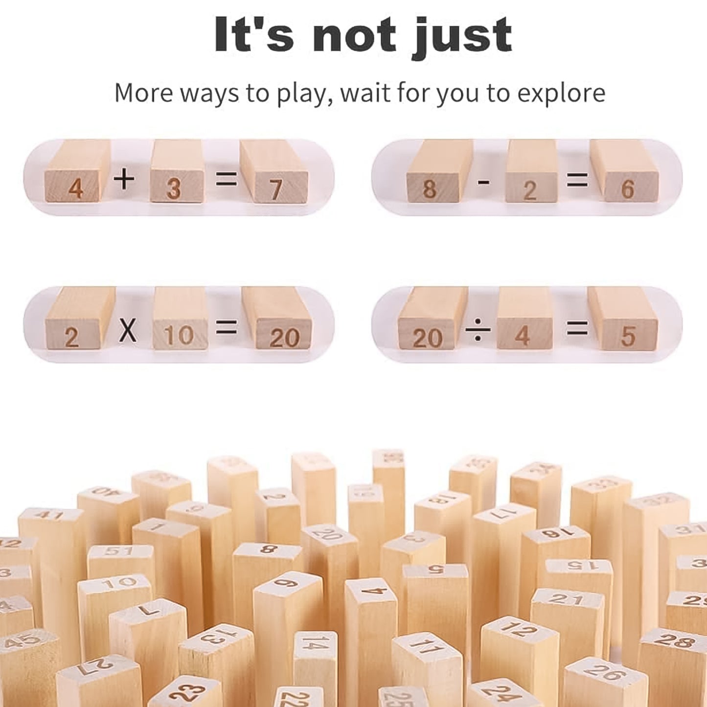 Wooden Tumbling Stacking Tower Game (48 Pcs Blocks 2 Dices) - Springkart