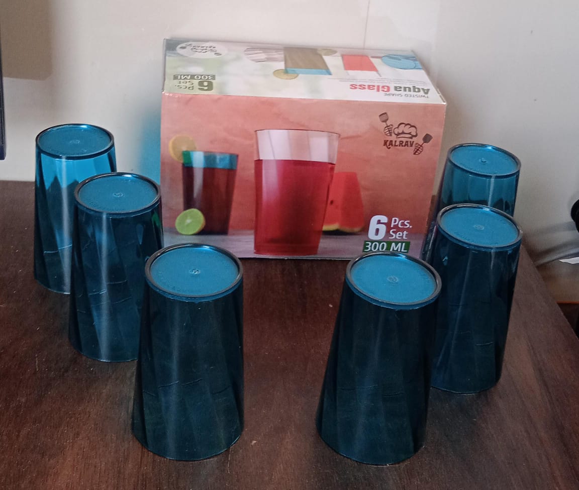 Premium 300ml Transparent Glass Set for Water, Juice & Cocktails (Set of 6) - Springkart