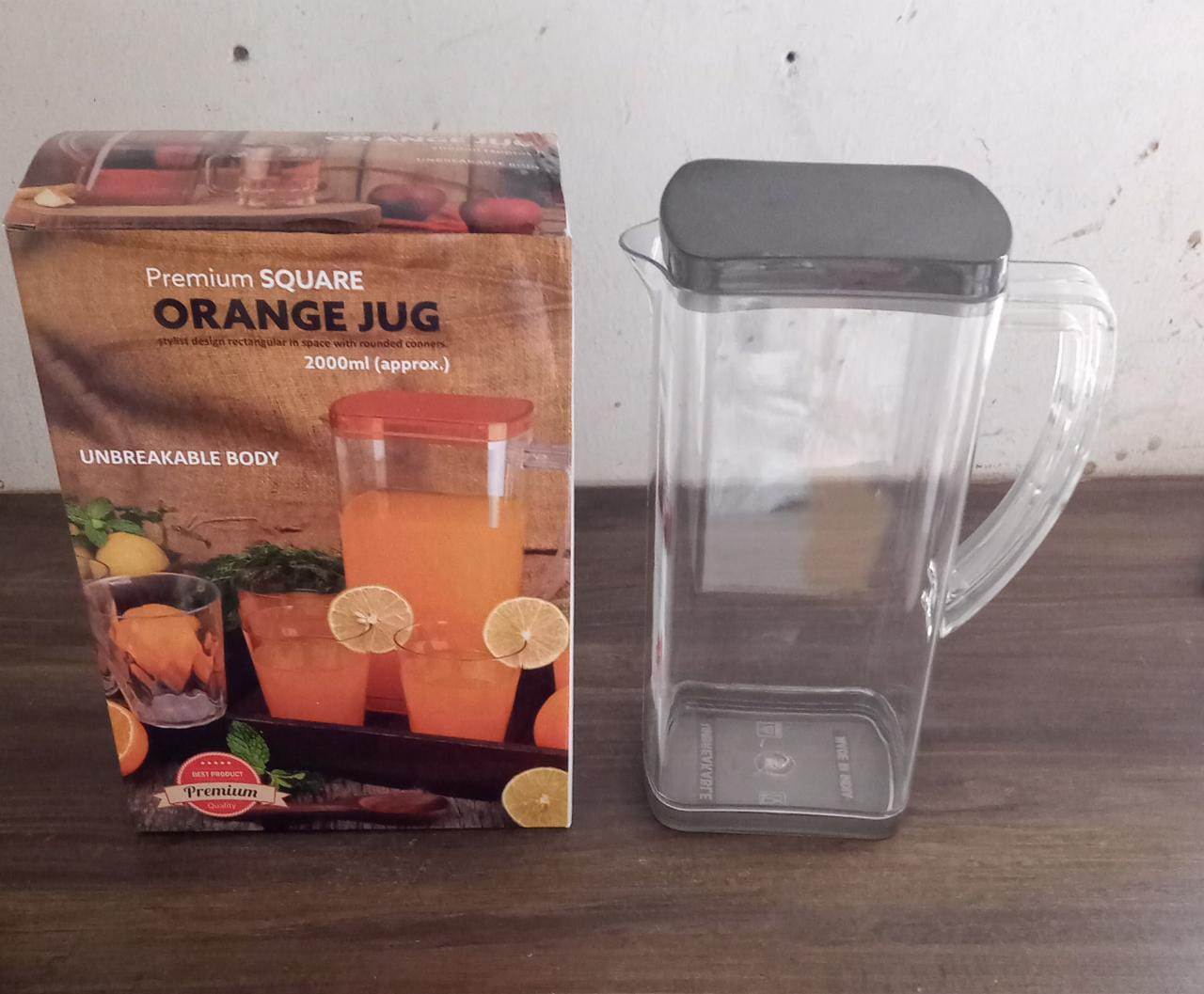 2000Ml Square Jug For Carrying Water And Types Of Juices And Beverages And All. - Springkart