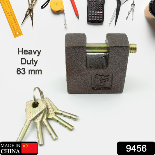 Iron lock, Brass Core and Thickened Spray Black Iron Door Lock With 5 pc Keys for Home Dormitory, Waterproof Antirust Anti-theft locks Outdoor Gate Shed Locks Warehouse Big Iron Door Drawer Lock (63 mm ) - Springkart