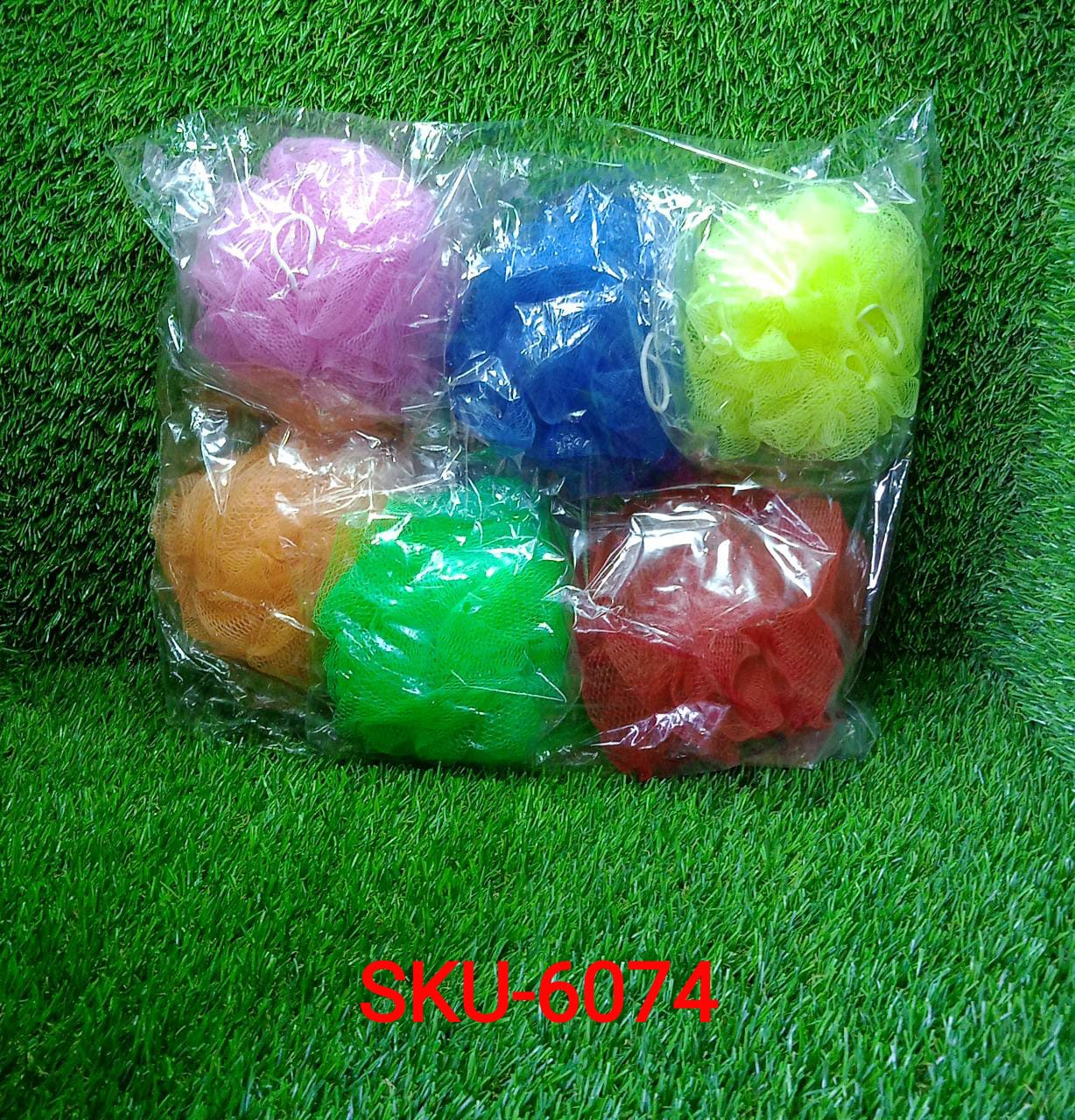 Bath Shower Loofah Sponge Pouf Body Scrubber (Pack of 6Pcs) - Springkart