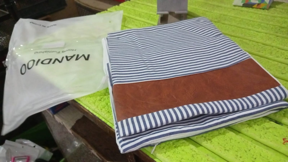 Pillow Covers, leather & cotton Cushion Covers (20 × 20 Inch / 1 Pair / 2 Pc) - Springkart