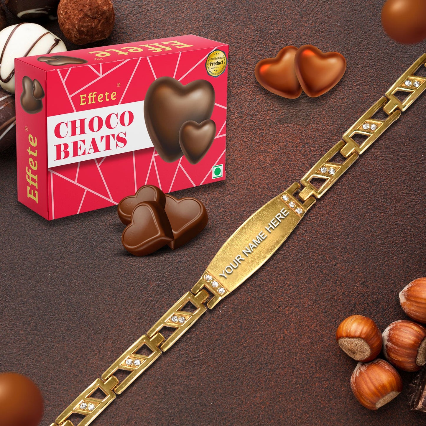 Sweet And Stylish Customized Bracelet Delicious Chocolate Combo Gift Set - Springkart