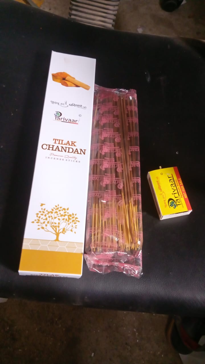 Tilak Chandan Flavour Incense Sticks / Agarbatti (90 GM With Machis 1 Packet) - Springkart