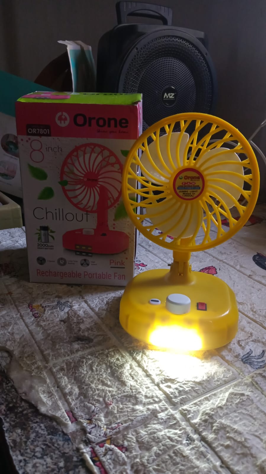USB-C Type Rechargeable Portable Fan With LED Light Heavy Duty Motor & Foldable Fan With Charging Port Home, Outdoor, Temple - Springkart