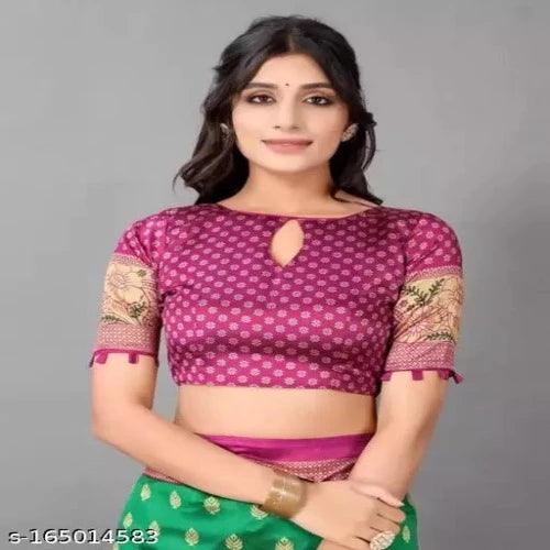 kanjeevaram art silk Green Lace Border Saree with blouse - Springkart