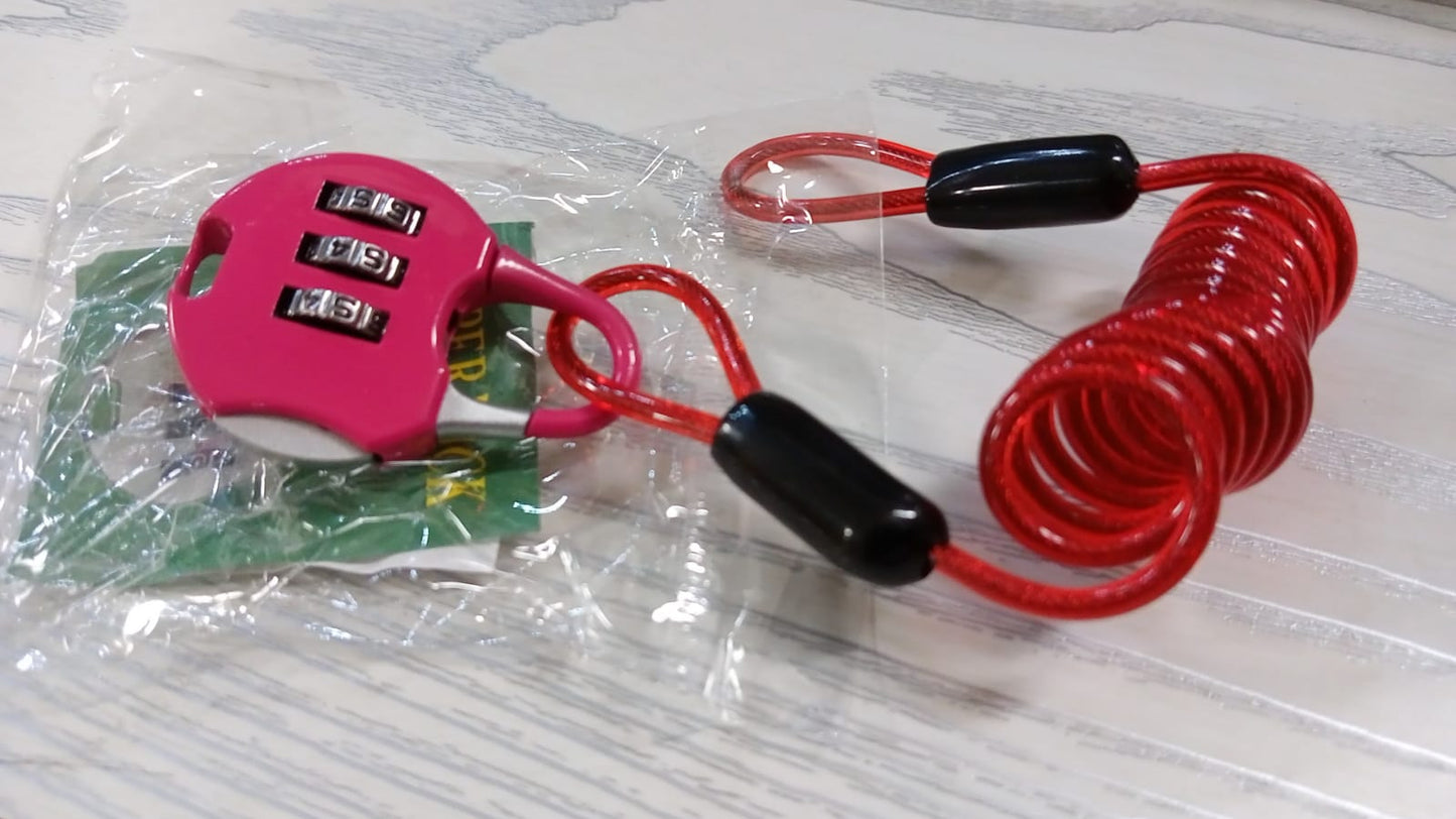 3-Digit Travel Combination Lock of Zinc Alloy, Small Safe Combination Padlock Resettable Number Lock Small Colorful Code Locks for Lockers Suitcases Luggage With Safety Lanyard Spring Coil Wire Disc Brake Lock Reminder Cable - Springkart