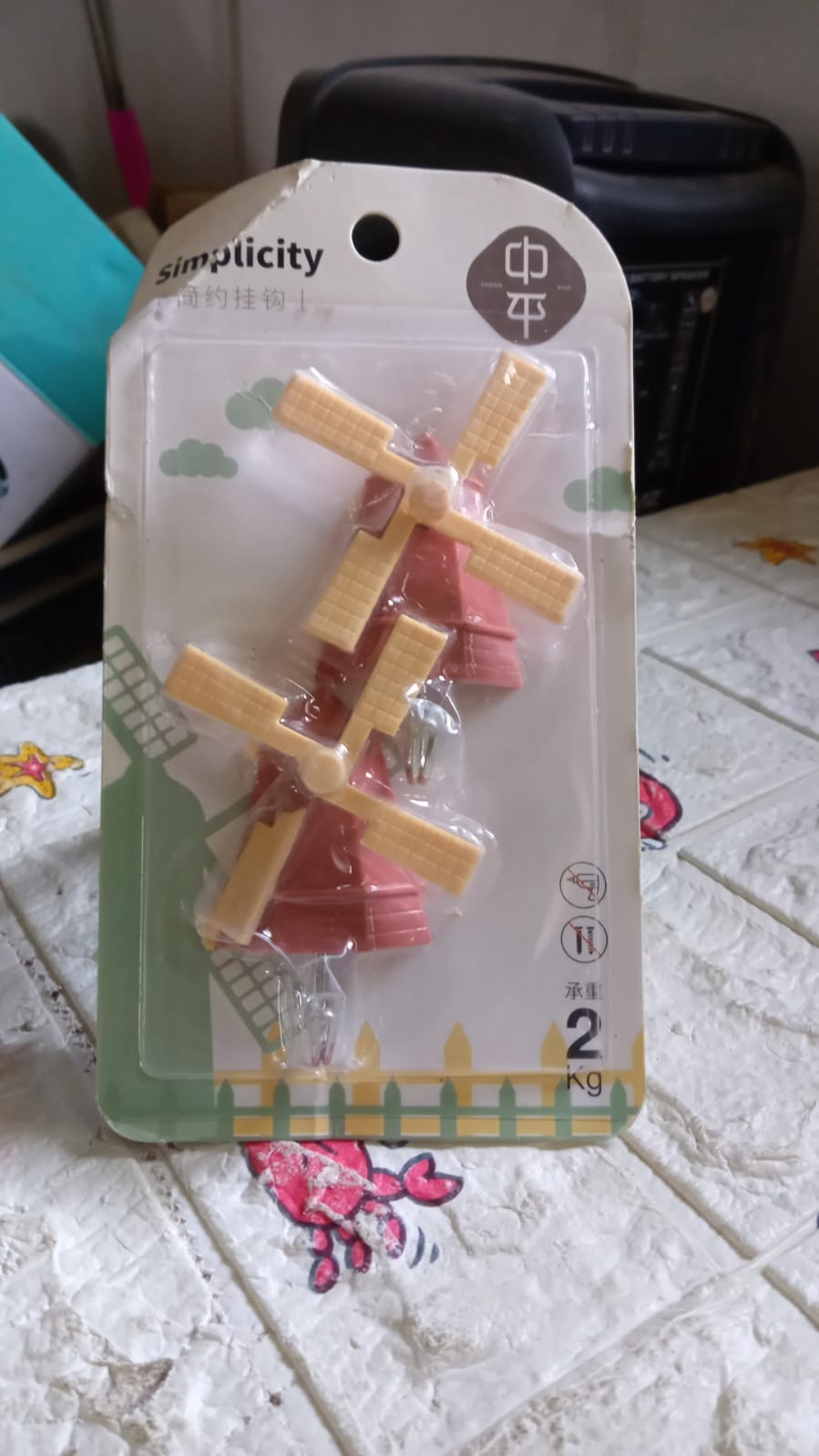 Windmill Shaped Adhesive Hook A Decorative and Functional Addition to Your Space, Perfect for Light Items and Decoration Hook (2 Pc Set) - Springkart