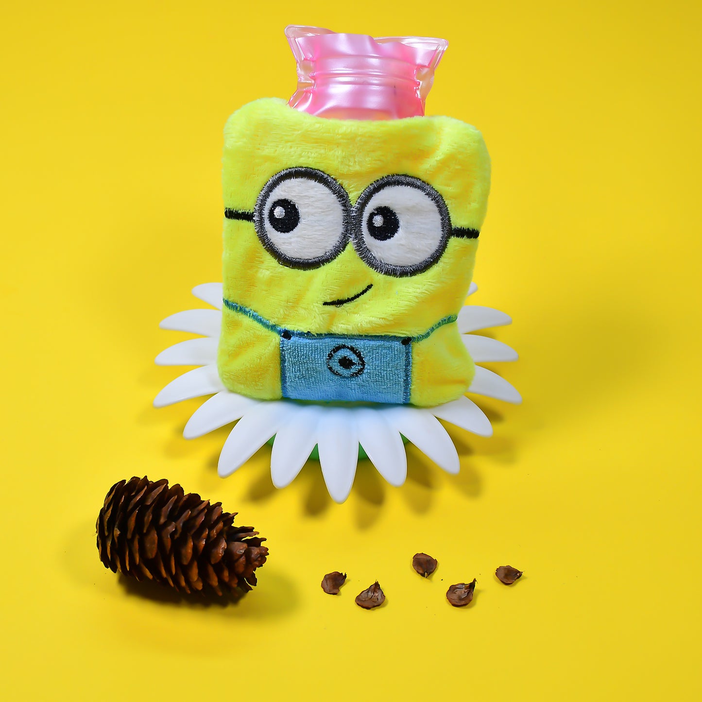 6507 2eye Minions Small Hot Water Bag With Cover For Pain Relief Neck Shoulder Pain And Hand Feet Warmer Menstrual Cramps. - Springkart