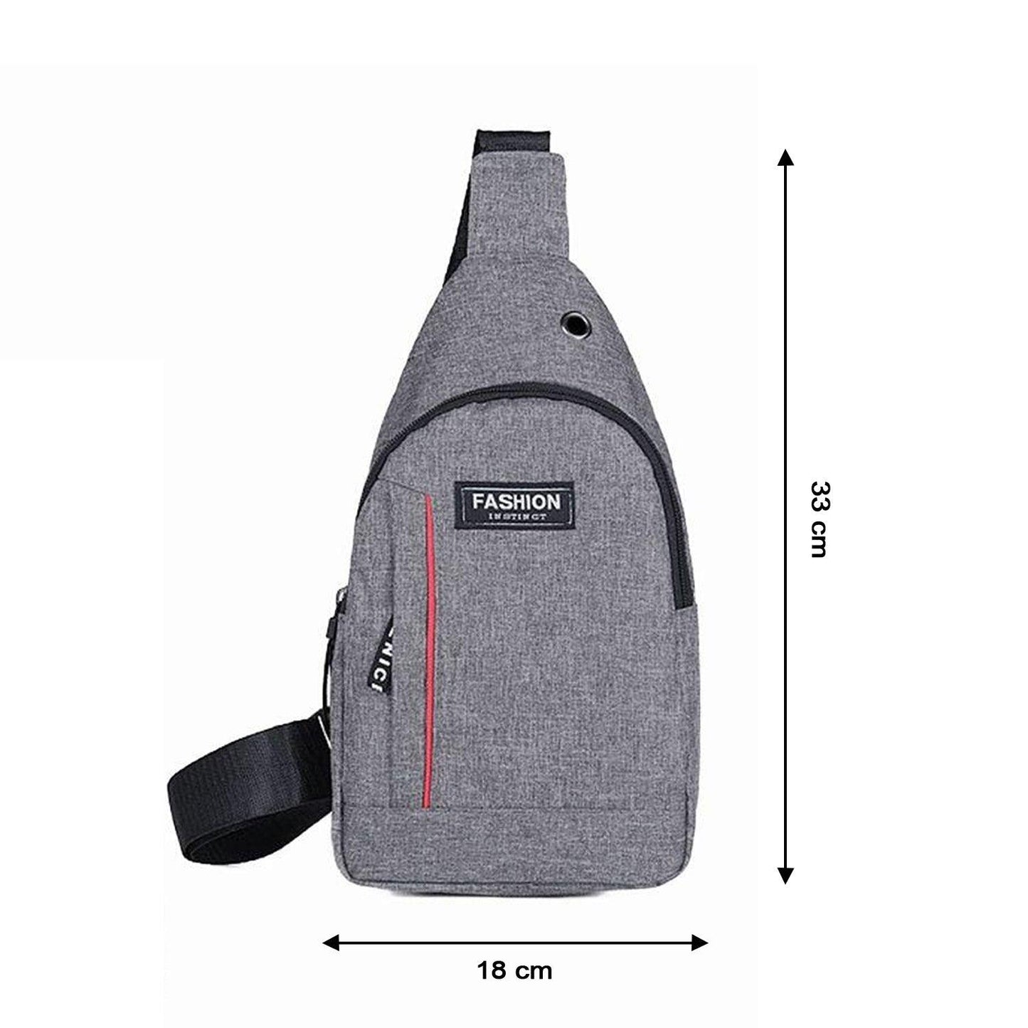 0323 Grey Waterproof Anti Theft Crossbody Fanny Pack Waist Bag Pu Leather Shoulder Bags Chest Men Casual Fashion Usb Charging Earphone Hook Sling Travel Messengers Bag - Springkart