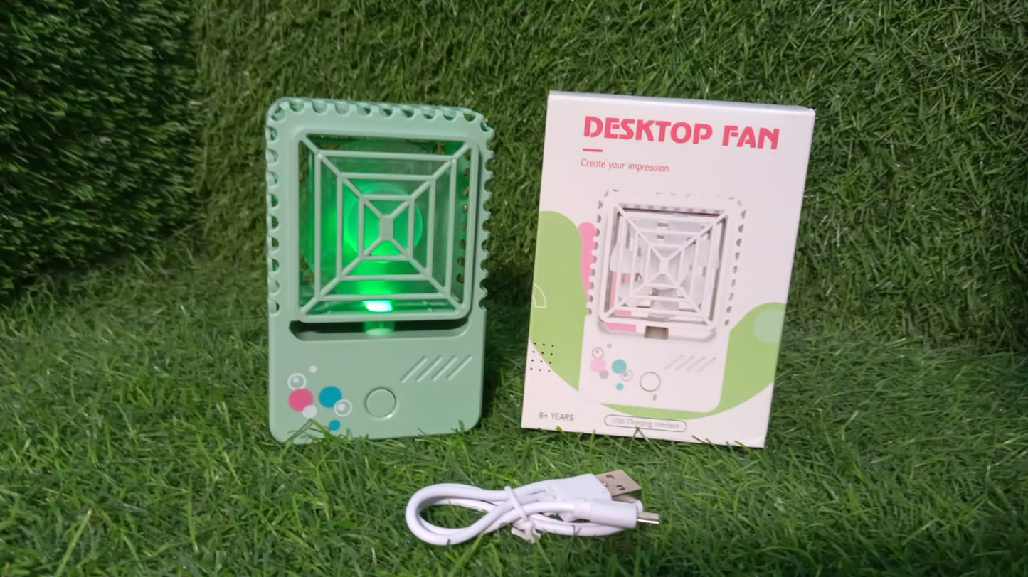MINI DESKTOP FAN RECHARGEABLE TABLE FAN HANDHELD FAN USB FAN DESK FAN COOLING FAN FOR HOME , OFFICE , CAR, & MULTI USE FAN (Battery Not Include) - Springkart