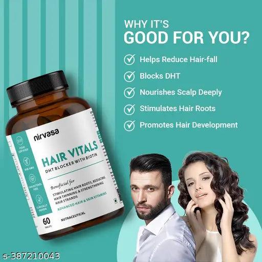 Nirvasa Hair Vitals DHT Blocker with Biotin Tablets & Skin Radiance Collagen Gummies Combo - Springkart