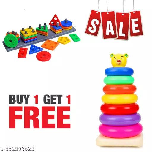 Teddy Stacking Ring Big - 7 Rings with Teddy on top Toy for Kids (Multi Color) - Springkart