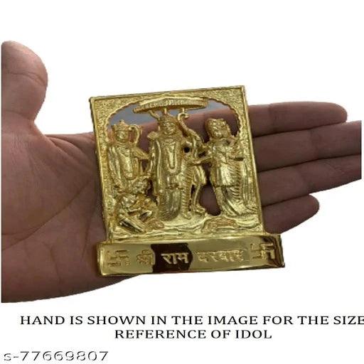 LORD Ram darbar idol/statue/murti Decorative Showpiece - 11 cm (Brass, Gold) - Springkart