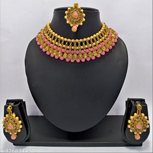 New Fancy Pink Colour Neckless for Woman And Girls - Springkart