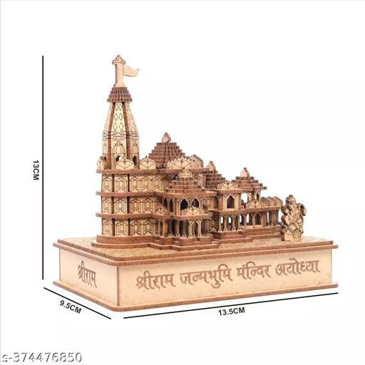 Ram Mandir Ayodhya Model with Light and Power Adapter 3D Replica Wooden - Springkart