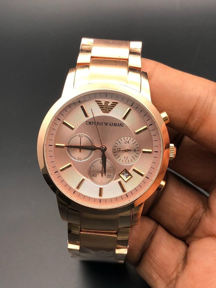 Round Latest Armani Rose Gold Watch For Man, For Personal Use - Springkart