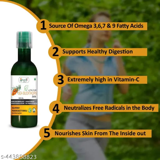 Vringra Sea Buckthorn Juice | Immunity Booster | Natural Source Of Vitamin C | Himalayans Berry Extract-500ml (Pack Of 2) - Springkart