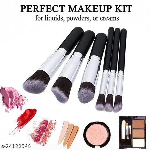 Mini Makeup Brushes Colour- White - Set of 06 Pcs + Beauty Blender For Blending Face Makeup - Springkart