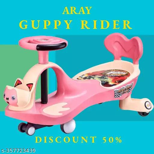 ARAY Guppy Rider Magic Kids Swing Car ,Baby Push Ride-on Swing Car ,Baby Twister Ride On Car, Ride-on Magic Toy Car for kids ,Swing Car for Kids with Scratch Free PU Wheels, 120 Kgs Weight Capacity For Girl & Boy Kids Ages 1 to 5 Years Pink - Springkart