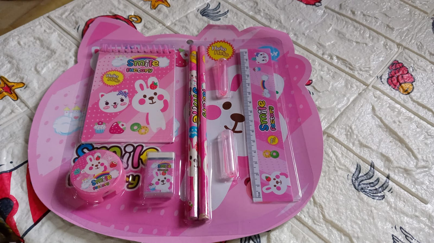 8 in1 Mix Stationery Gift Set for Kids, Stationary Set Including Pencil Ruler Rubber Pencil Sharpener, Pencil Cover, School, Office Product Gift - Springkart