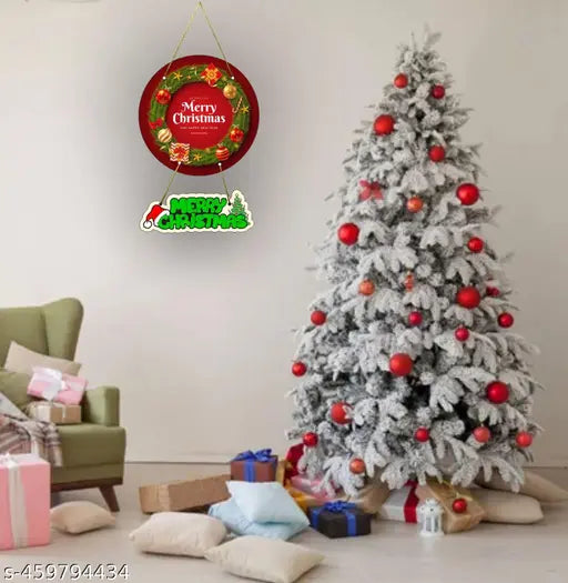 Trendy Christmas wreath Christmas Decoration Wooden Wall Hanging Ornaments For Home - Springkart