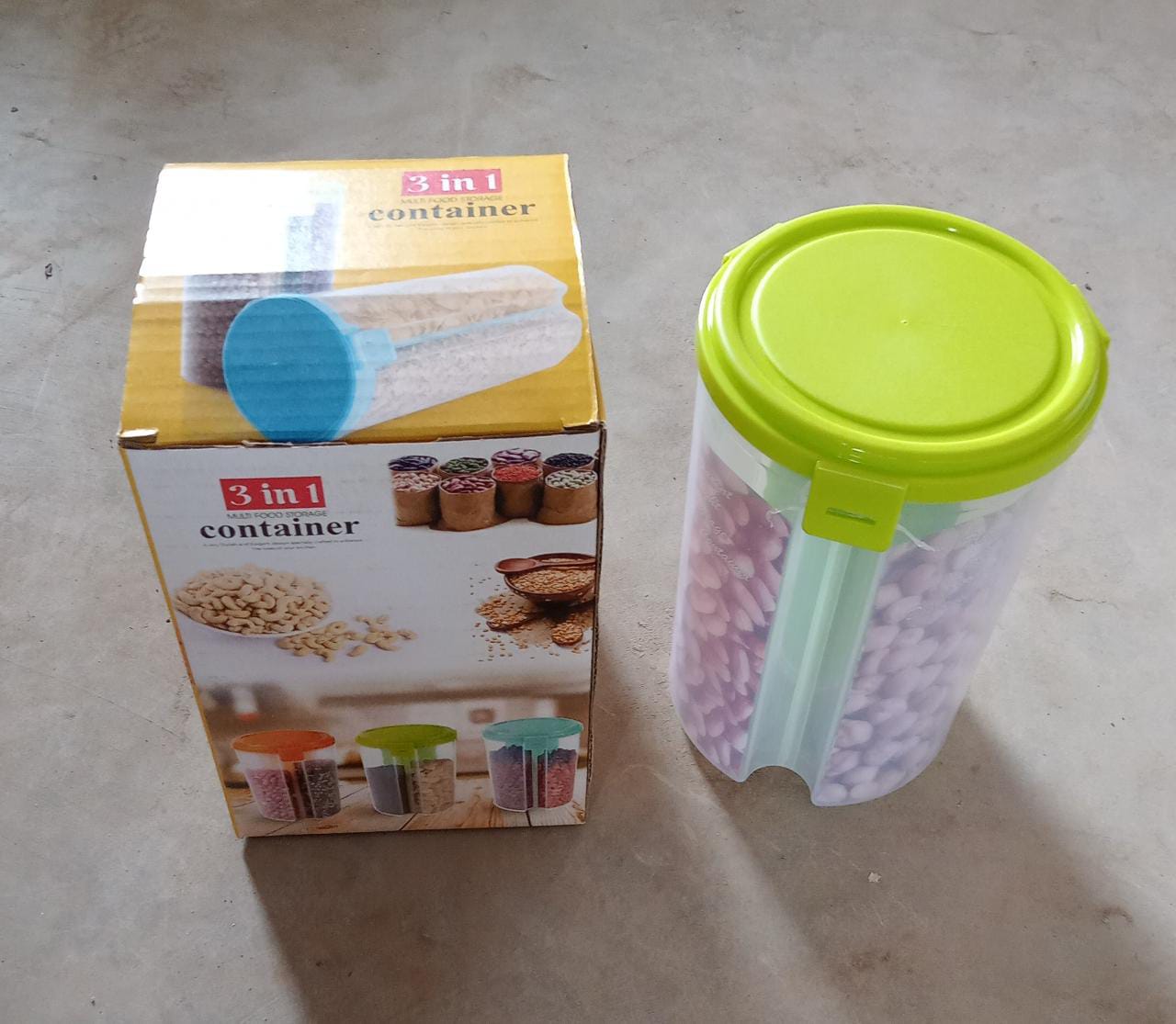 3 in 1 Transparent Air Tight Storage Dispenser Container (With Color Box) - Springkart