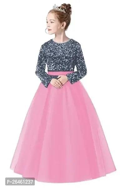 Alluring Pink Net Solid Ethnic Gowns For Girls - Springkart
