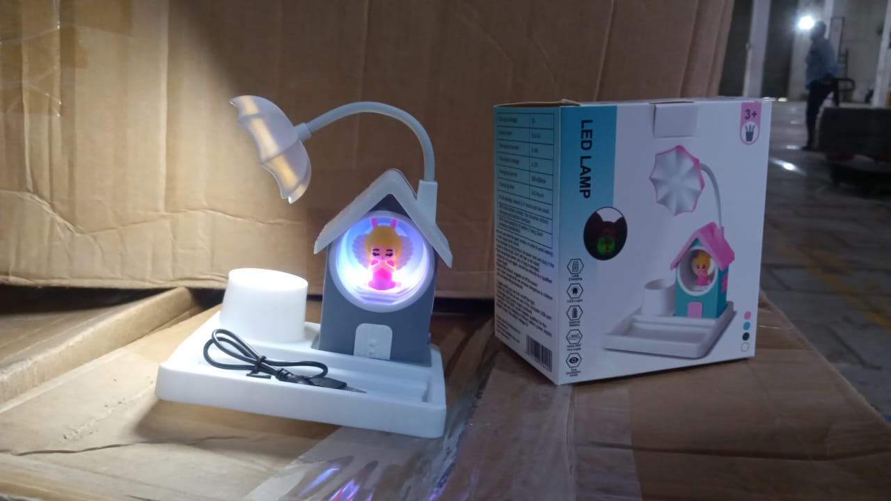 Cute Lovely Cartoon & Home Design With Plastic Base LED Desk Light, Multi Color Changes (1 Pc) - Springkart