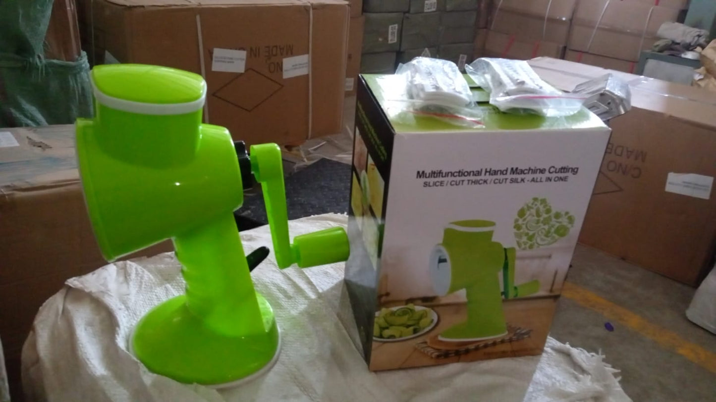6 in 1 Multi functional Vegetable Cutter & Slicer Hand Machine Cutting, Slice, Cut Thick, Cut Silk All in one –Vegetable Chopper Cutter & Slicing Cutter Barrel - Vegetable Grater with 6 Removable Blades - Springkart