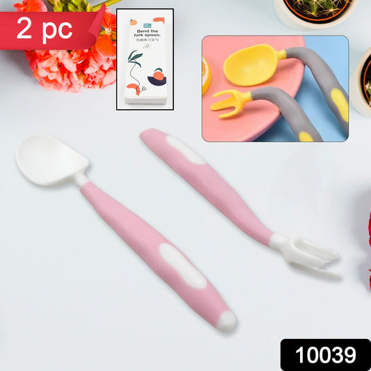 Silicone Bendable Kids Feeding Spoons And Forks, Toddler Utensils with Travel case, Baby Spoon and Fork Set for self-Feeding Learning Bendable Handle for Kid Children Toddlers (2 Pc Set) - Springkart