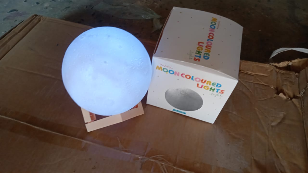 Moon Night Lamp with Plastic Stand Night Lamp for Bedroom (19 x14 Cm / 1 Pc) - Springkart