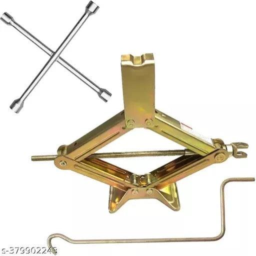 Jack & 4-Way Wheel Spanner (17x19x21x23 mm) Compatible with All Cars Vehicle Jack (1300 kg) - Springkart