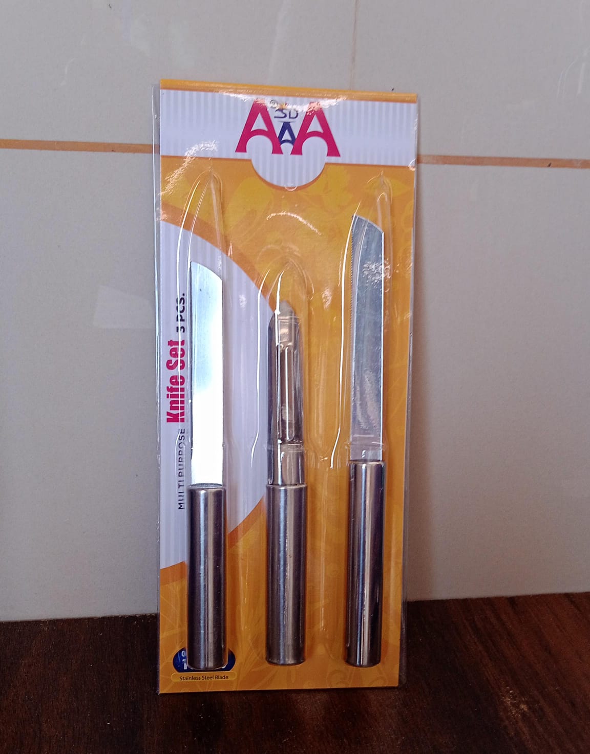 Stainless Steel Multipurpose Sharp Cutting Knife with Non-Slip Handle for Fruit, Meat and Vegetable Chopping (Pack Of 3) - Springkart