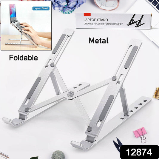 Laptop Stand for Desk | Metal Portable Laptop Stand, with 6 Adjustable Angles | Laptop Riser, Phone, and Tablet Stand | Compatible for All Laptop - Springkart
