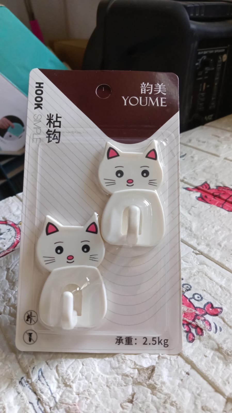 Cute Cat Wall Mounted Hook, Heavy Duty Hook, Sticky Hook Household, For Home, All Type Wall Use Hook, Suitable for Bathroom, Kitchen, Office (2 Pc Set) - Springkart