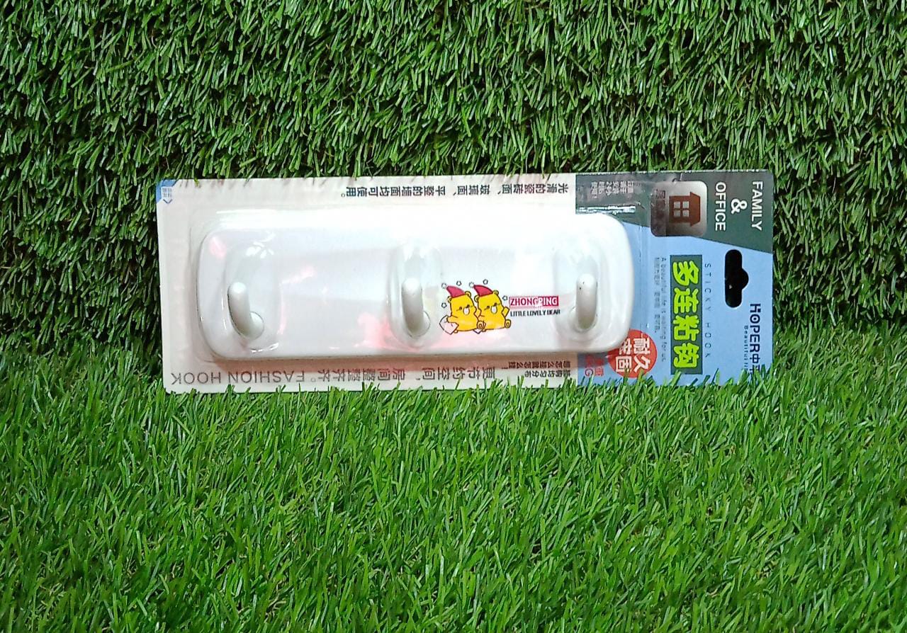 3 Pin Plastic Cloth hanger, Wall Door Hooks Rail for Hanging Clothes. - Springkart