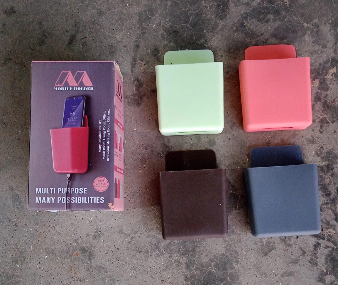 Multipurpose Plastic Wall Mounted Remote & Mobile Holder Stand – (Pack of 4) - Springkart