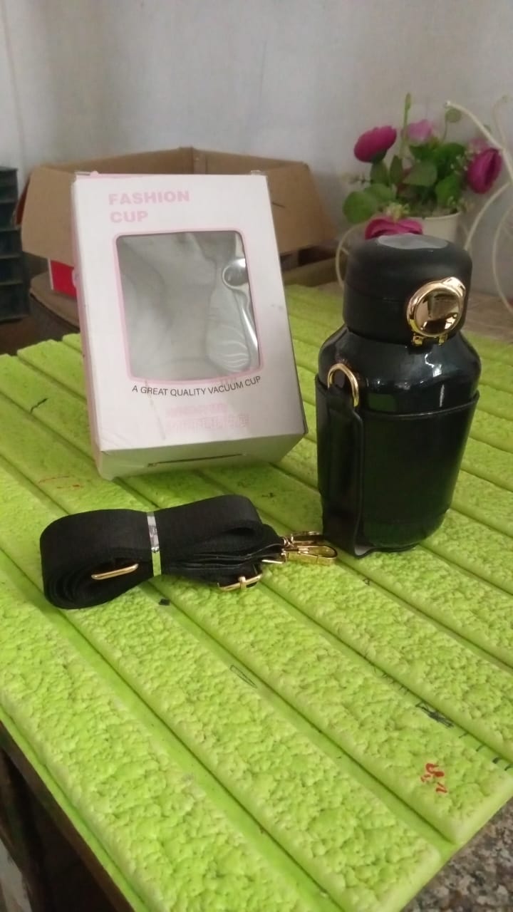 Thermos Steel Bottle, Push Button | Fashion Cup Temperature Display Bottle (420 ML) - Springkart