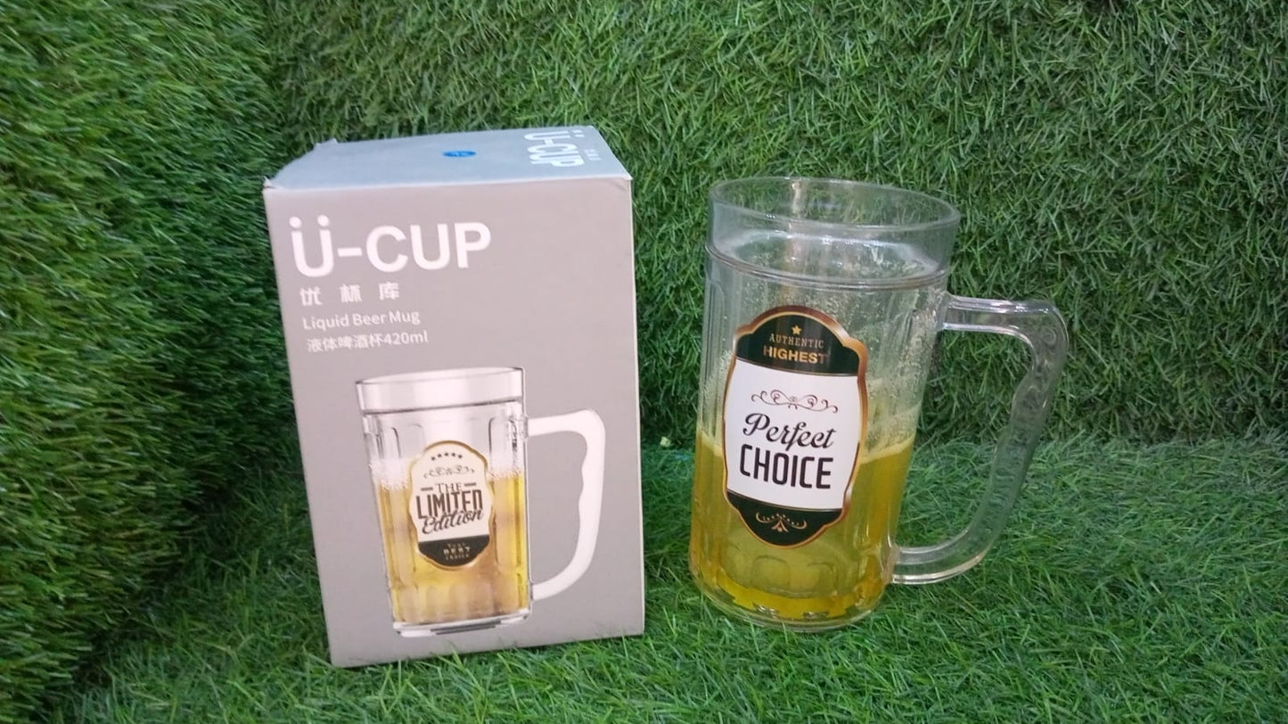420ml Large Beer Mug with Handle Crystal Clear Lead Free Mug Beer Mug, Beer Glass | Perfect for Home, Bars and parties-1Piece. - Springkart