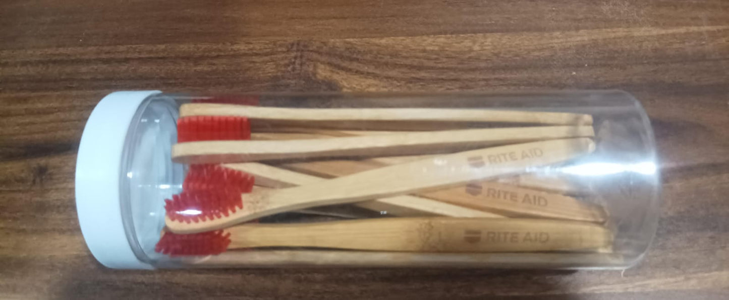 Bamboo Wooden Toothbrush Soft Toothbrush Wooden Child Bamboo Toothbrush Biodegradable Manual Toothbrush for Adult, Kids (15 pcs set / With Round Box) - Springkart