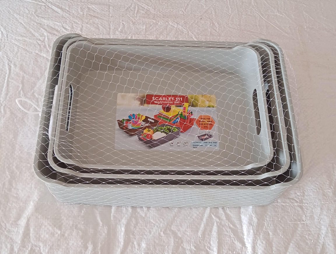 Multipurpose Organising & Storage Plastic Tray, Fruit & Vegetable/ Multi Purpose Tray, Organizer for Kitchen, Countertop, Cabinet, Bathroom Plastic Storage Basket For Store Fruits, Vegetables, Magazines, Cosmetics, Stationary Set of 3 - Springkart