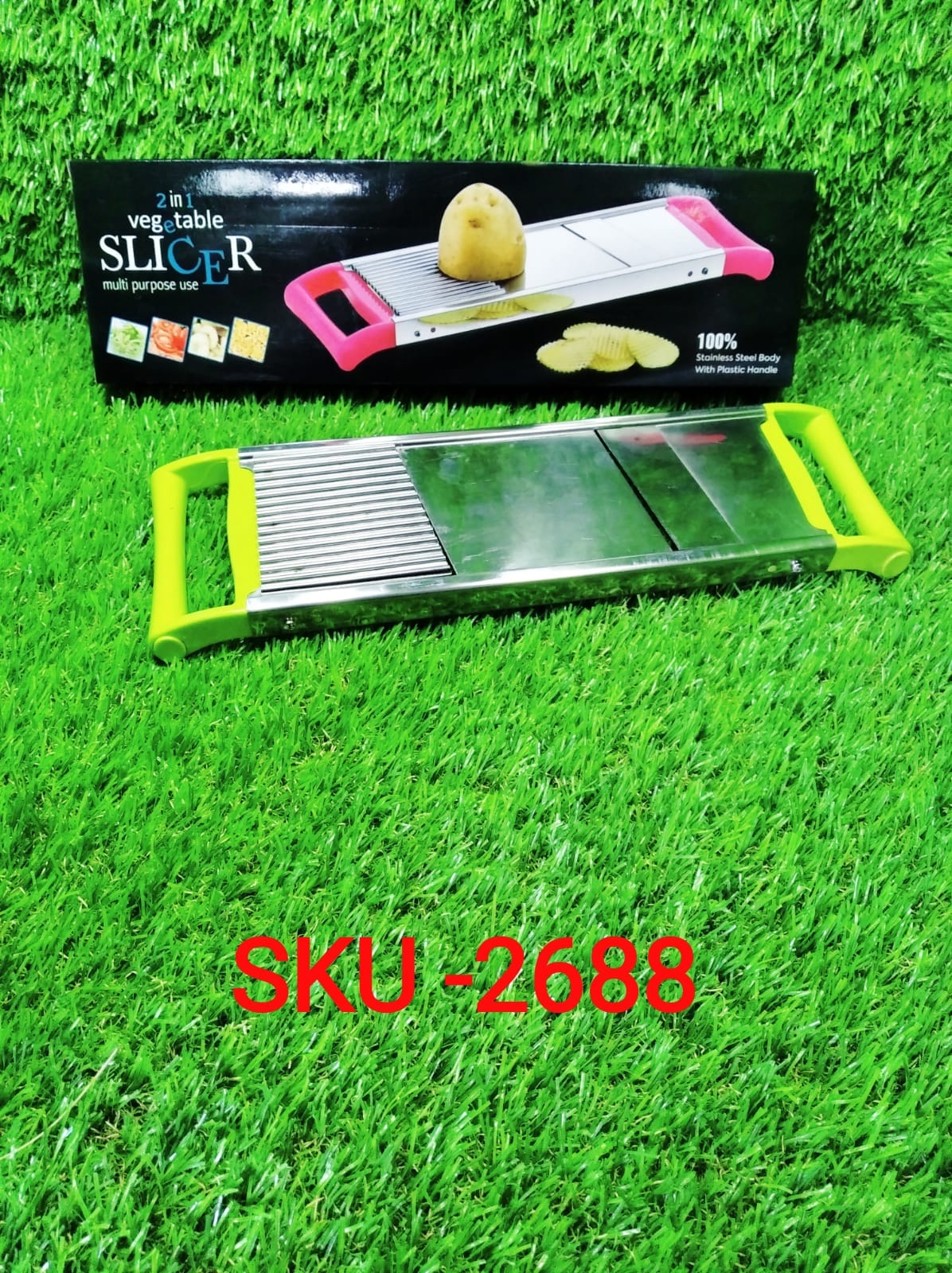 2 in 1 Potato Slicer used in all kinds of household kitchen purposes for cutting and slicing of potatoes. - Springkart