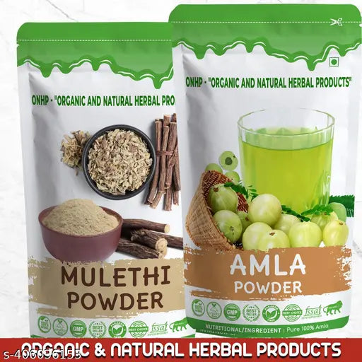 Amla and Mulethi Powder 200 gm Combo Pack for Hair Care Mask-Men & Women | 100gm X 2 - Springkart