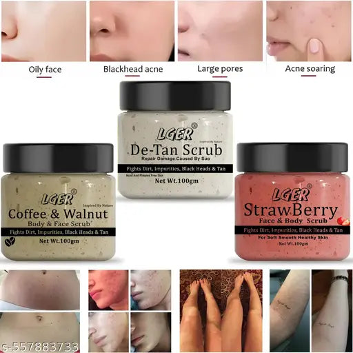 OFFER OFFER OFFER Buy Detan Scrub + Strawberry Scrub And Get Coffee & Walnut Scrub Absolutly Free | scrub For Skin Lightening & Exfoliators For Women & Men Ayurvedic & Natural Face Scrub For Brightening & Glowing Skin Scrub For Face & Body To Whitening Sk