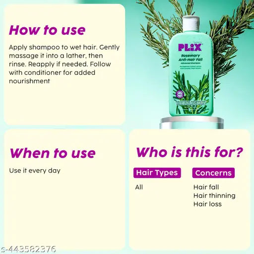 PLIX - THE PLANT FIX Rosemary Anti Hairfall Kit - Serum, Shampoo, Conditioner & Hair Mask | For Thicker, Denser Hair