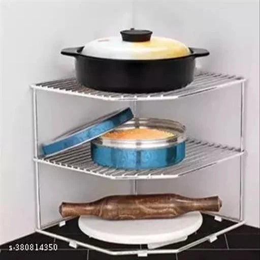 Stainless Steel Multipurpose Kitchen Corner Shelf Rack Stand - Springkart